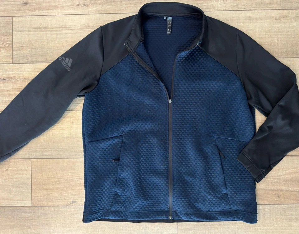 Chaqueta de Golf ADIDAS Para Hombres M Azul Marino Negra Cremallera Completa Calentamiento FRÍO RDY 2XL Foto 2 de 3