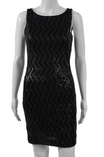 Alice + Olivia Women Bodycon Sheath Dress Black Sleeveless Round Neck Size 2