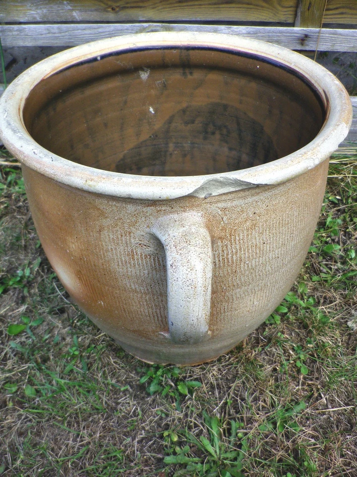 Tontopf Steinguttopf Steintopf hellbraun ca. 10 Liter mit zwei Henkel ri697 - Bild 3 von 4