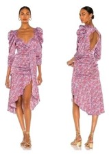 For Love & Lemons Charlie Floral Midi Dress AU XS Puff Sleeve Blossom Print Y2K