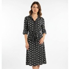 Laundry black and white print button up shirt dress 8