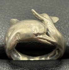 Vintage Sterling Silver Single Dolphin Ring Size 6 Y7