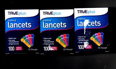 TRUEplus Sterile Lancets 33 Gauge 100 Count -lot of 3
