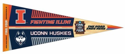 2026 Men's NCAA Final Four Match Up Illinois vs UConn 12x30 Premium Pennant VHTF