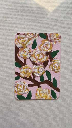 ACEO Original Acrylic Paint Roses Flowers Art Card Painting By JocelynChavezArt