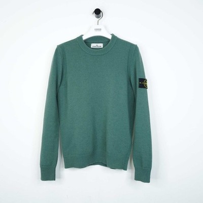 Stone Island Salbei Lammwolle Strickpullover - S