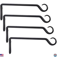 12" Black Plant Hanger Set - 4 Sturdy Indoor/Outdoor Hangers for Planters &