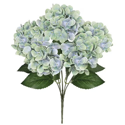 18 In. Mint Blue Natural Touch Artificial Hydrangea Flower Stem Bush Bouquet (Se