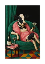 A4 Wall Art Print Glam Cow Cocktail Lounge Home Decor | Gift Ideas
