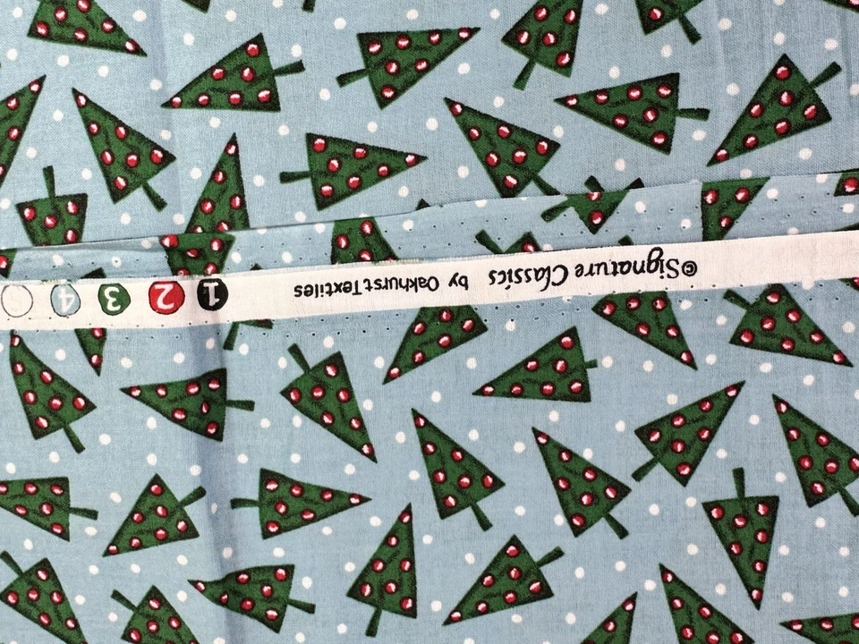 1 1/2 Yard Signature Classics By Oakhurst Textiles Trees Christmas  Blue - Image 4 of 4
