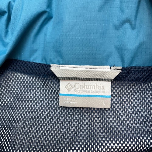 Columbia Men’s Pouration Rain Jacket Teal Size Large Hooded Packable Waterproof - Picture 4 of 9