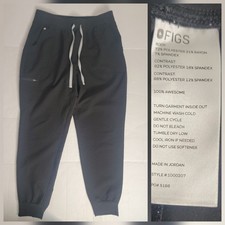 Figs Zamora Jogger Scrub Pants Womens XL Black High Waist Pockets