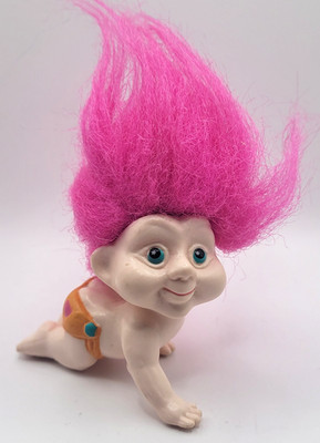 Vintage Applause Inc Troll Doll Magic Hot Pink Hair Blue Eyes
