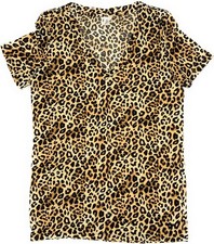 Victoria's Secret Pink Perfect V-Neck Tee T-shirt Brown /Black Leopard NWT