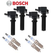 Ignition Coil + Spark Plug Double Iridium (4set) Bosch OEM for Land Rover 2.0L