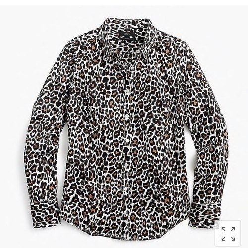 J CREW DAMEN SCHMALES PERFEKTES HEMD IN LEOPARDENMUSTER - LEINENMISCHUNG GRÖSSE 6 NEU MIT ETIKETT - Bild 1 von 5