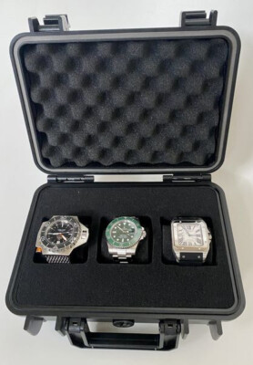 Watchcase Uhrenkoffer Travelcase Watchbox für 3 Uhren Rolex IWC Omega Patek NEU!