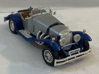 Burago Mercedes Benz SSK 1928 Blue & Silver Model Car Diecast 1:24 Scale