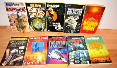 Lot 10 Vintage Science Fiction Paperbacks 1980's Shaw, Tevis,Brunner,Dickson