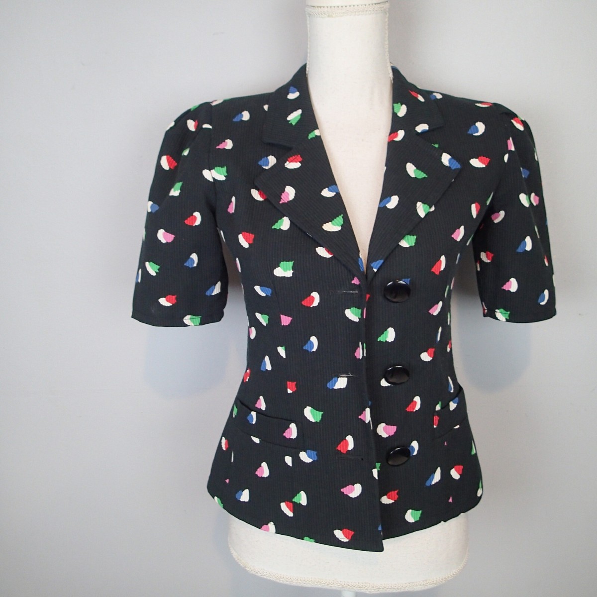 GUY LAROCHE, Vintage Jacket Blazer Suit,short slv sz 34 cotton