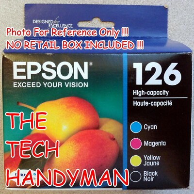 4-PACK EPSON GENUINE 126 BLACK & COLOR INK (NO RETAIL BOX) WORKFORCE 630 635 645