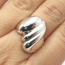 925 Sterling Silver Vintage Ribbed Ring Size 8