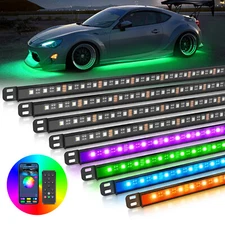 MICTUNING N8 Aluminum RGBW LED Car Underglow Light Kit Underbody RGB Strips 8pcs