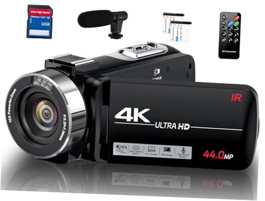 Camcorder Video Camera 4K Ultra 44MP Vlogging Camera for YouTube 18X Digital-image