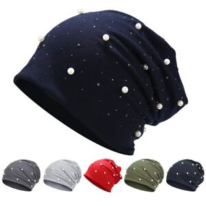 Mode Einfarbige Kappen Perle Frauen Skullies Mutzen Winterhute Weibliche Mutze Ebay