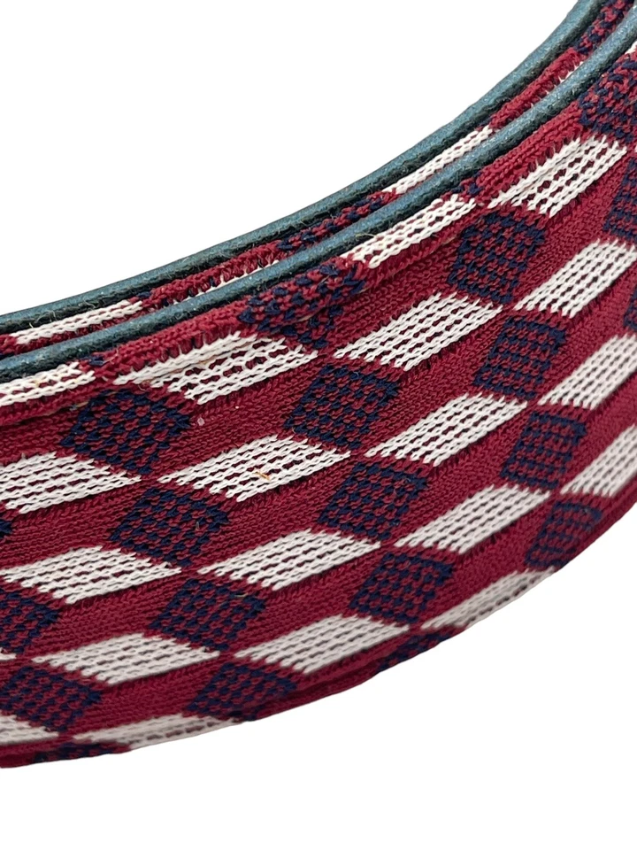 Cinturón Vintage Hickok Rojo Blanco Diamante 40 Doble Tejido Material Años 70 Disco Original Foto 3 de 4