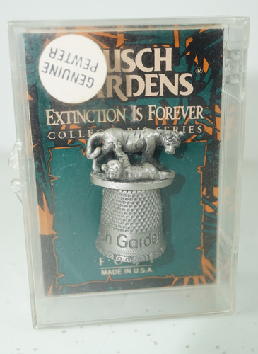 USA Extinction is Forever Vintage 1979 Tiger & Cub Busch Gardens Pewter Thimble - Bild 1 von 7