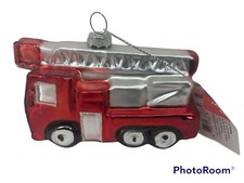 Firetruck Christmas Holiday Ornament NWT Sparkle 4  Wide