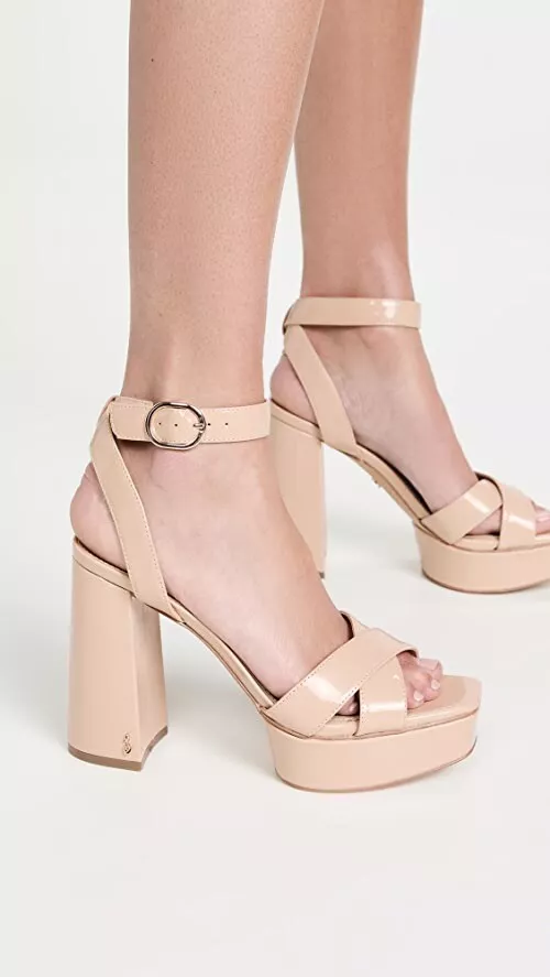 Sam Edelman Nolita Sandal Heels Size 9 M Platform Beige Blush
