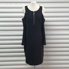 New Look Dress Women 1X Black Long Sleeve Cold Shoulder Quarter Zip Bodycon