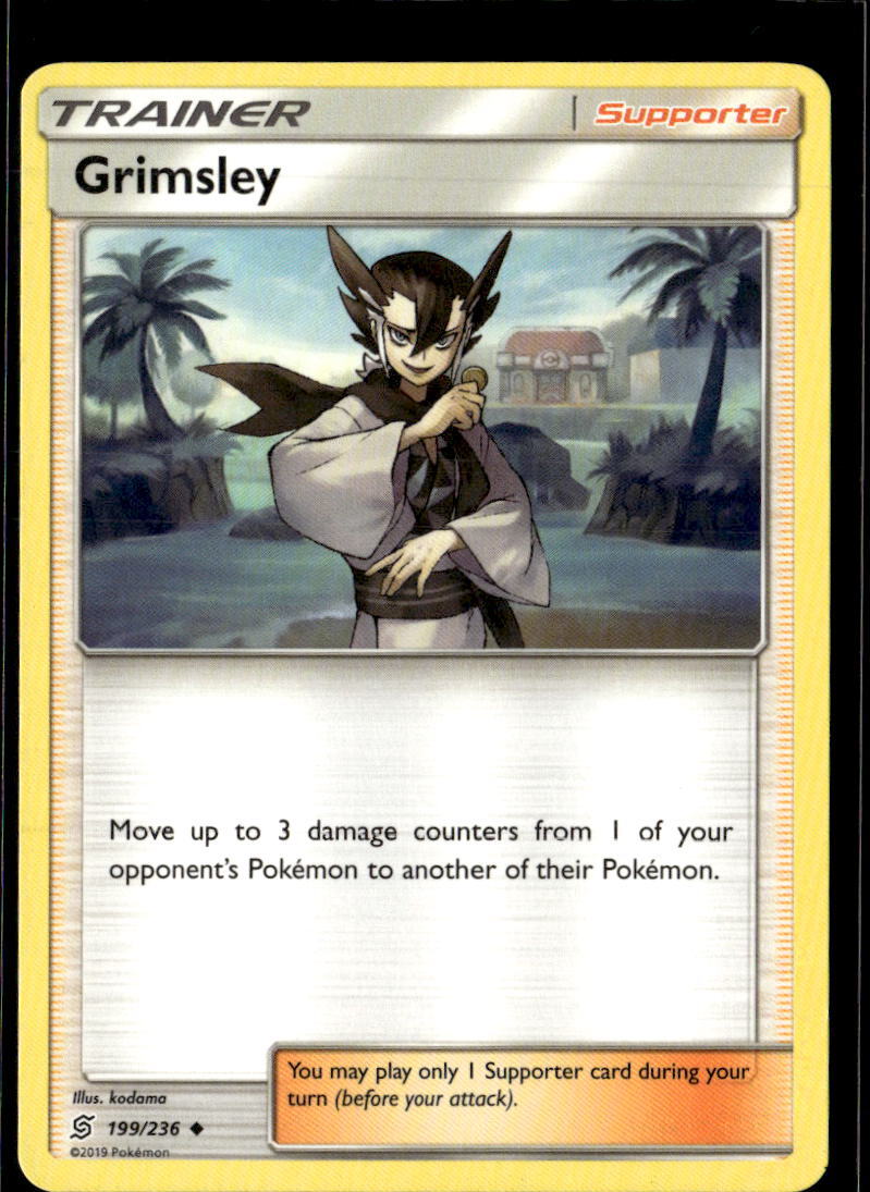 Pokemon Grimsley 199/236 Unified Minds Non Holo Uncommon 2 Card Lot