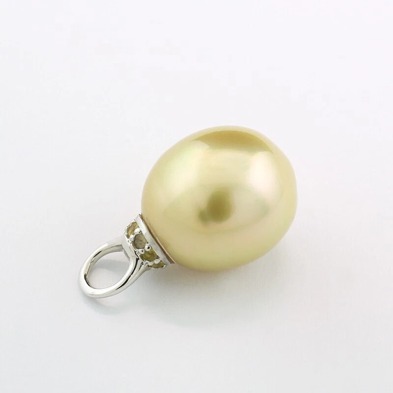 Perla Del Océano Sur Colgante Brillante 14,1 MM 585 Oro Blanco Zafiro Valor Neu - Imagen 4 de 4