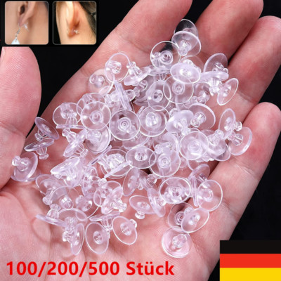 100-500x Silikon-Ohrring-Verschlüsse   weiche Gummi-Ohrstecker blockiert Stopper