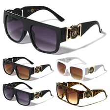 SQUARE FLAT TOP GOLD LION SUNGLASSES RETRO DESIGNER SPORT FASHION HIP HOP RAPPER