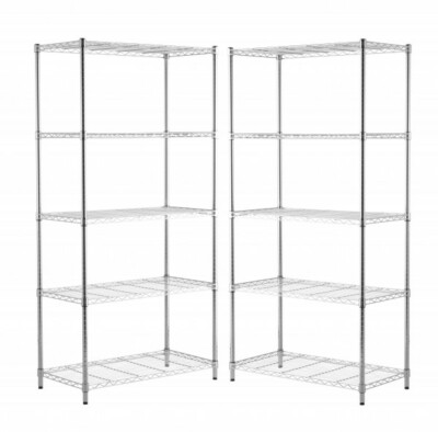 2 x Metall Chrom Draht Regal/Regal Einheit 5 Ebenen |1838 mm H x 907 mm B x 457 mm T
