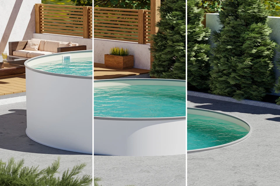 Rundpool Pool Aufstellbecken Stahlwandpool d= 4,00 x 1,35 m, Folie 0,8 mm sand - Bild 3 von 4