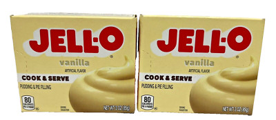 Jello Vanilla Cook & Serve Pudding & Pie Filling 3 oz  (2 Boxes)