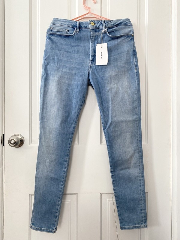 NWT Frame Womens Le One Denim Mid Rise Skinny Caspio Blue Stretch Pants Jeans 2
