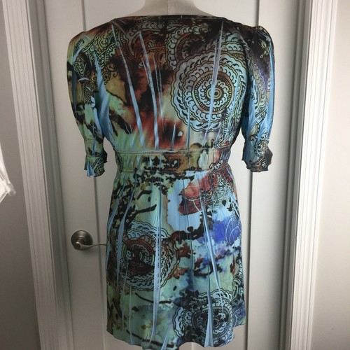 One World Live and Let Live Gr. M blau Tunika Boho Shirt U-Ausschnitt Oberteil Damen - Bild 3 von 12