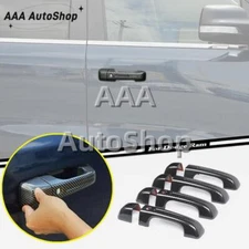 Carbon Fiber 4Door handle COVER With Smart Key hole For 2019-2024 DODGE RAM 1500