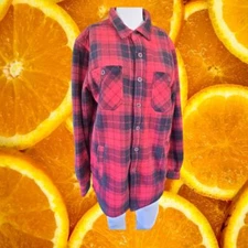 Weatherproof Vintage Red Black Flannel Sherpa Lined Button Up Size Small