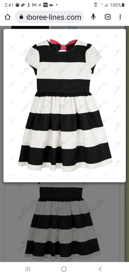 Gymboree Girls sz 6  Purrfectly Fabulous Striped Sateen Dress NWT Holiday - Image 3 of 3