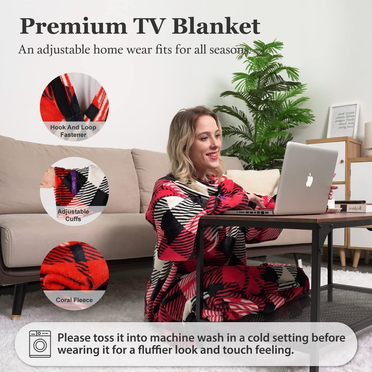 Winthome Wearable Blanket with Sleeves for Adult Women Men Cozy Soft Warm  Lig... | eBay