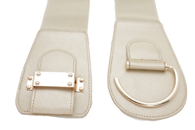 Sexy Women Wide Cinch Gold Beige Color Stretch Club Belt  display picture 1
