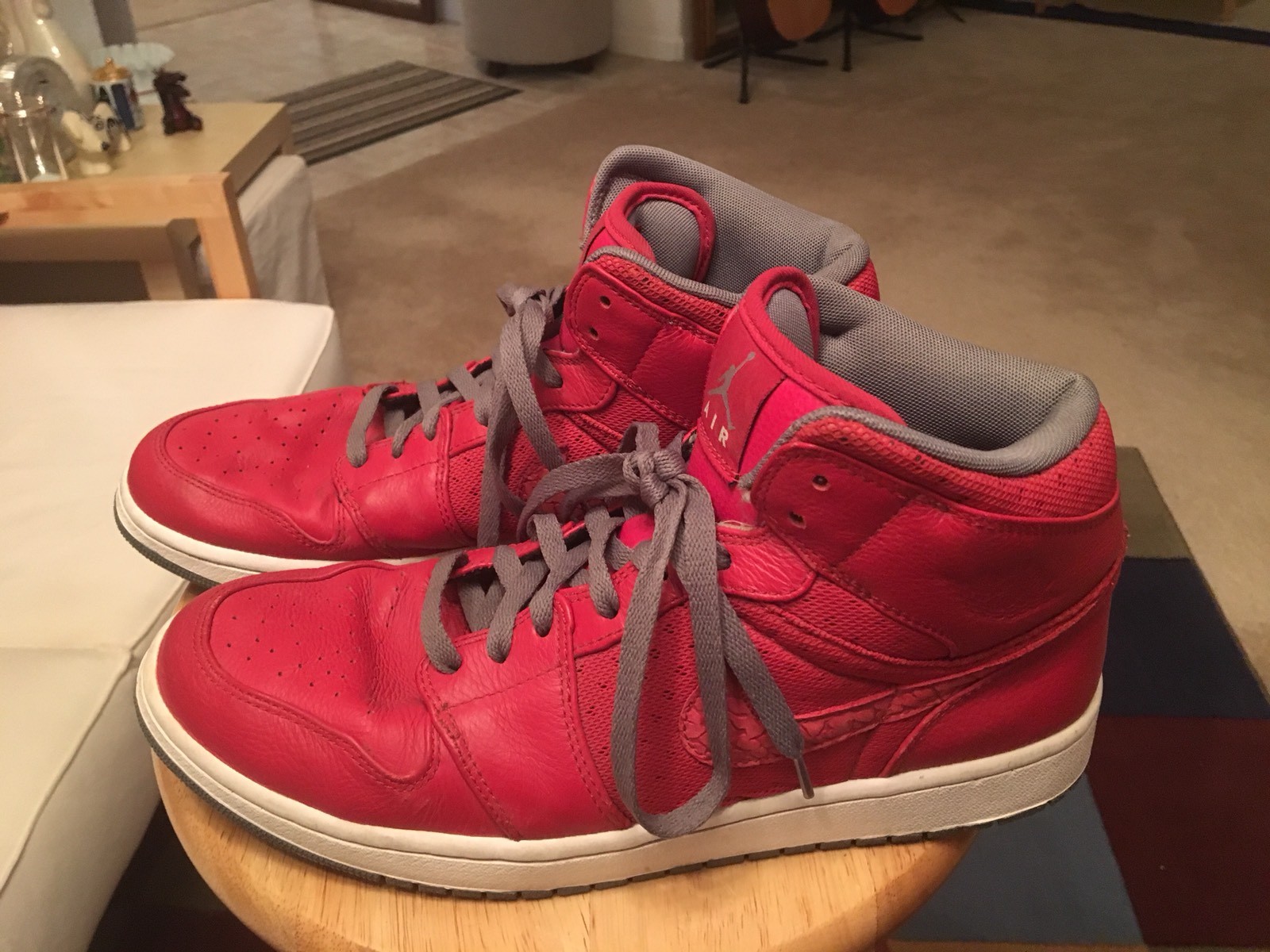 Nike Air Jordan Red/Grey & White Trim Mens US12 Leath… Gem