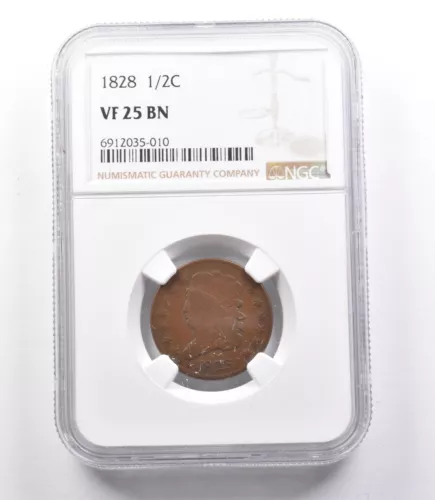 1828 Classic Head Half Cent VF25 BN NGC *1943
